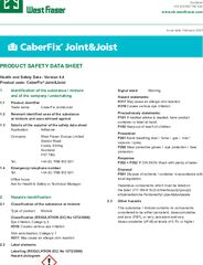 CaberFix Joint & Joist Safety Data Sheet