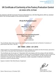 BBA - UK Certificate of Conformity of the Factory Production Control P4& P5